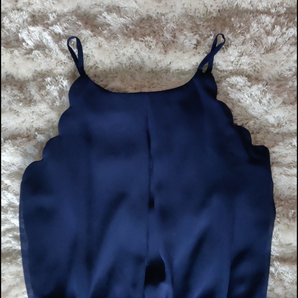 EUC Navy chiffon scalloped dress - Picture 2 of 5